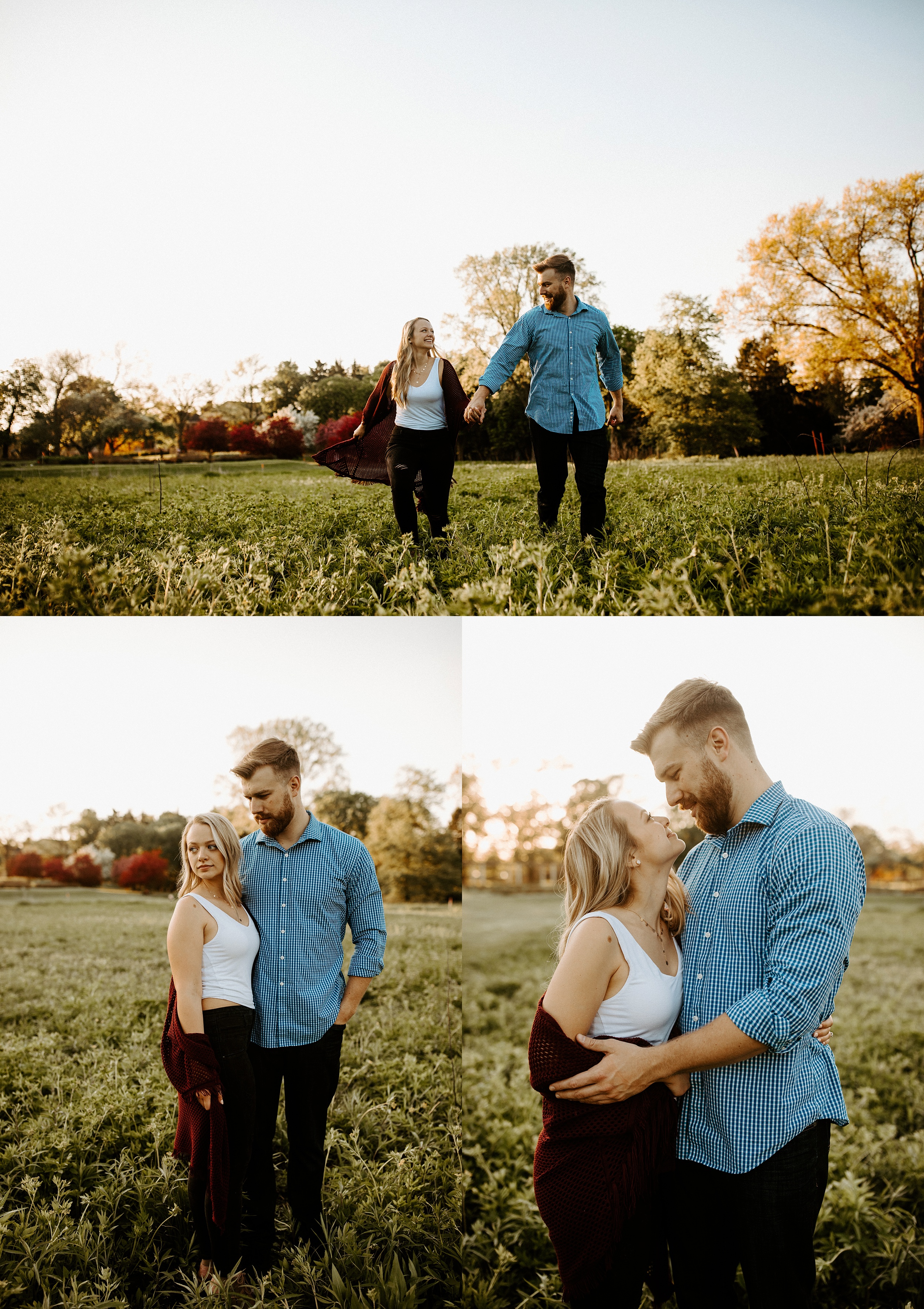 Sunset engagement session with a couple of cuties at Cantigny Park in Wheaton, IL