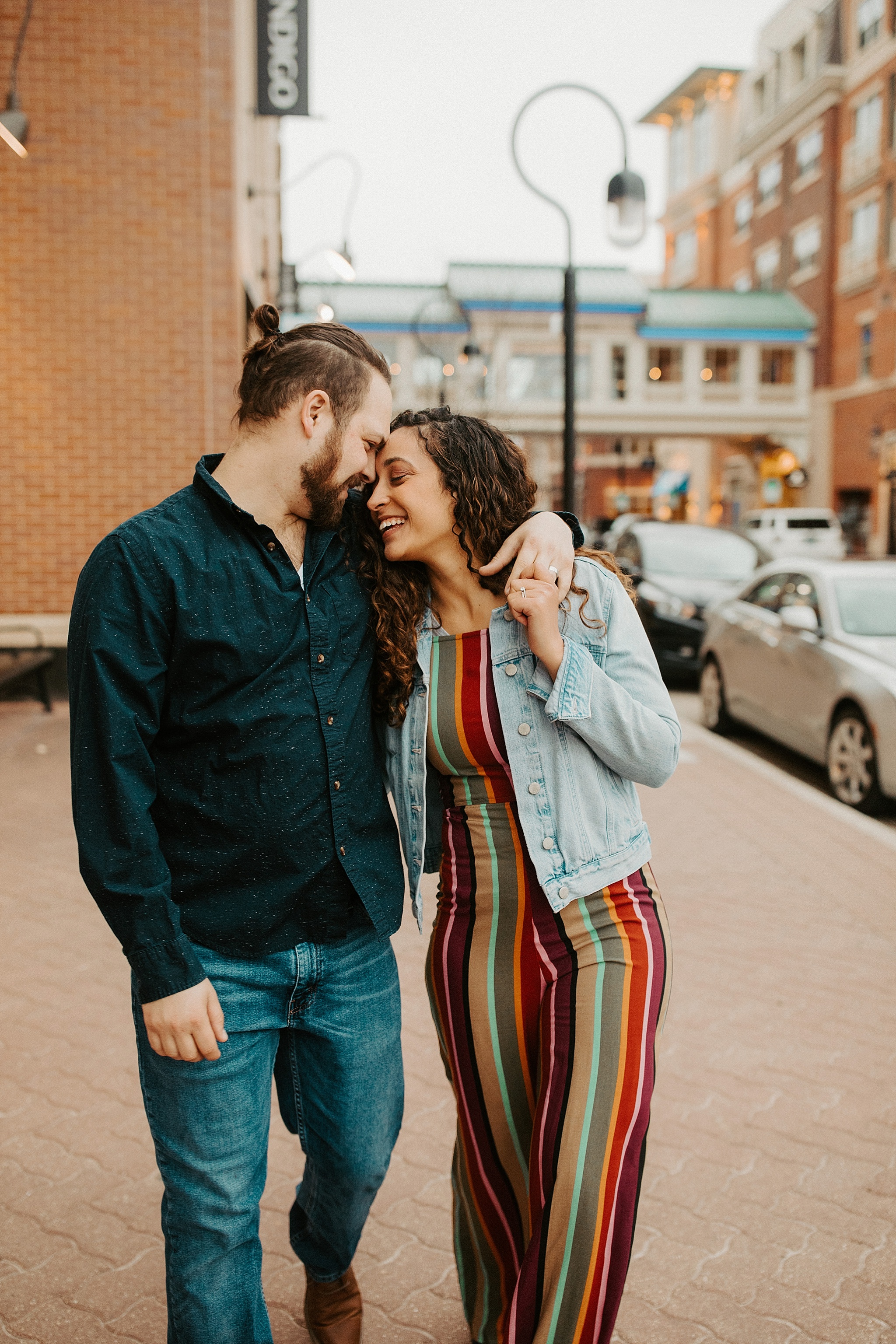 fun couples session along the riverwalk in Naperville, IL. Krystal Richmond Photography