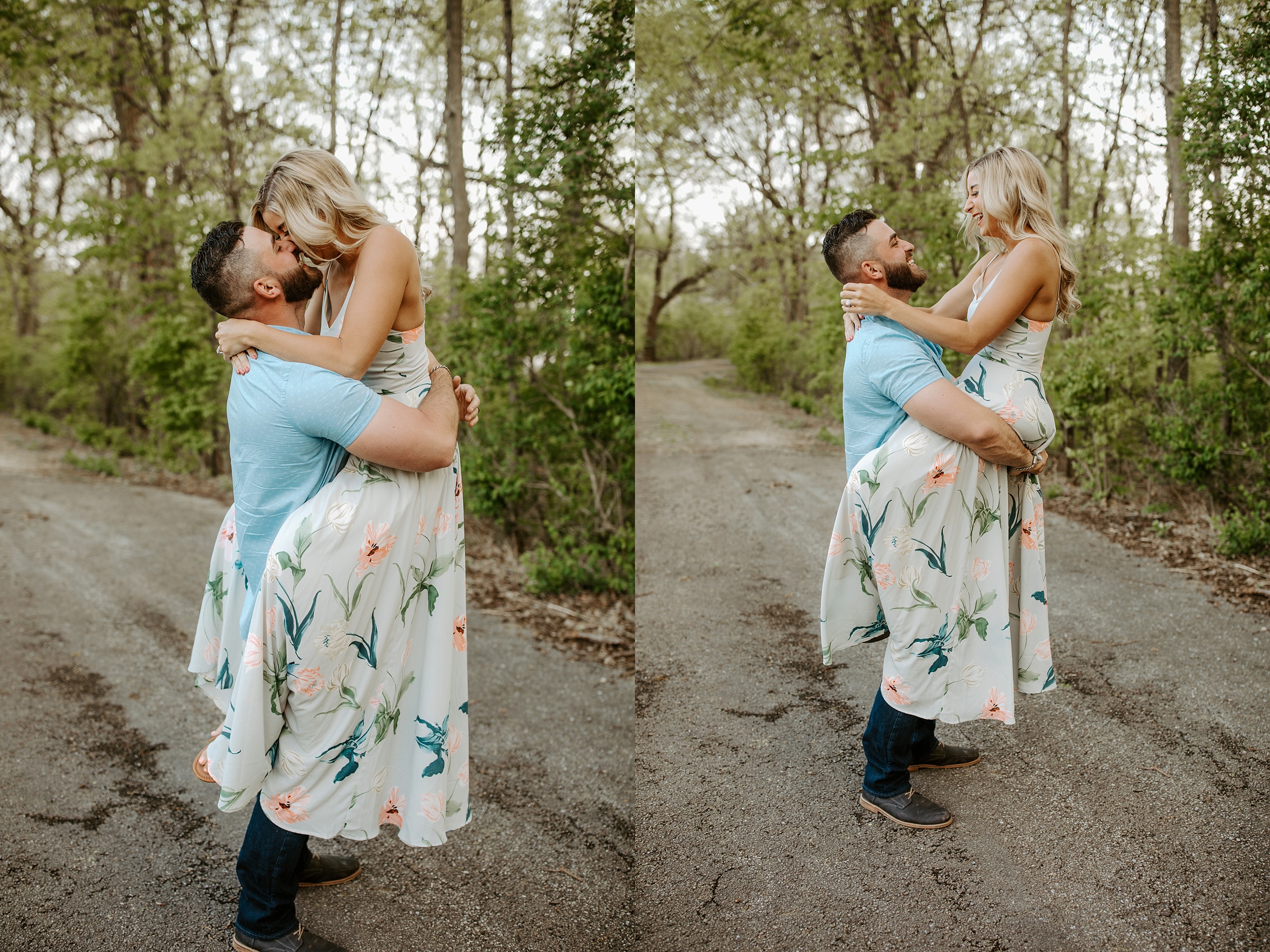 Cute Couple Pregnancy Announcement in the woods of Plainfield, IL. Chicagoland Family Photographer