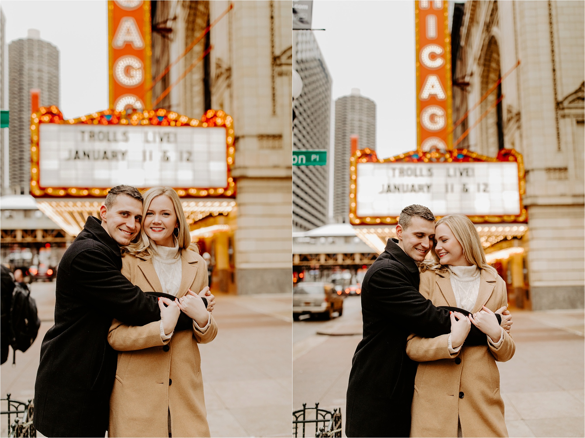 Chicago Theatre Engagement Session. Chicago Wedding Photographer
