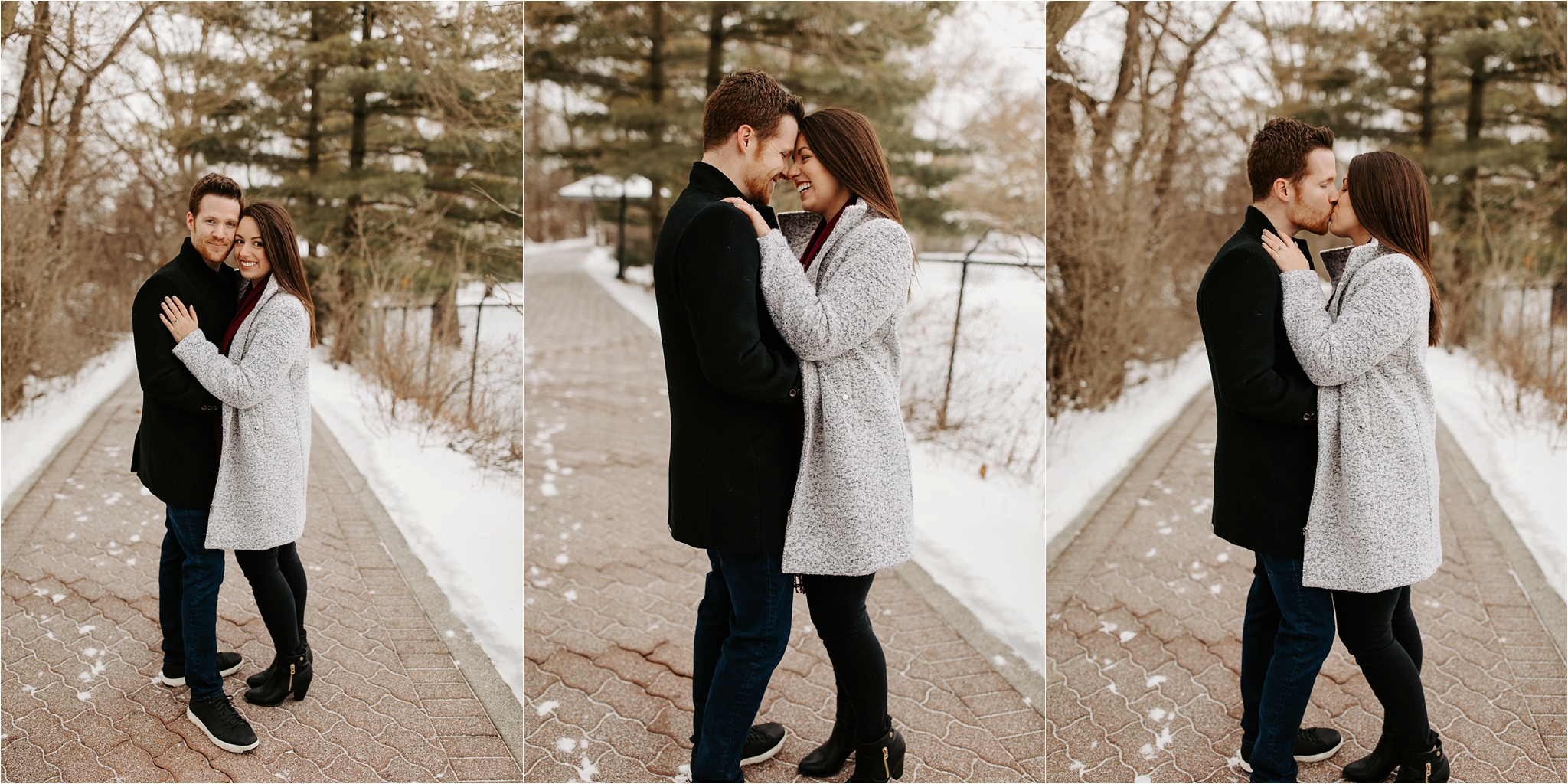 Winter Engagement Session at Naperville, IL Riverwalk. Chicago Wedding Photographer. Krystal Richmond Photography